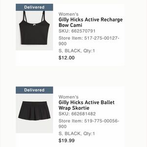 Gilly Hicks Black Active Cami and Skort Set